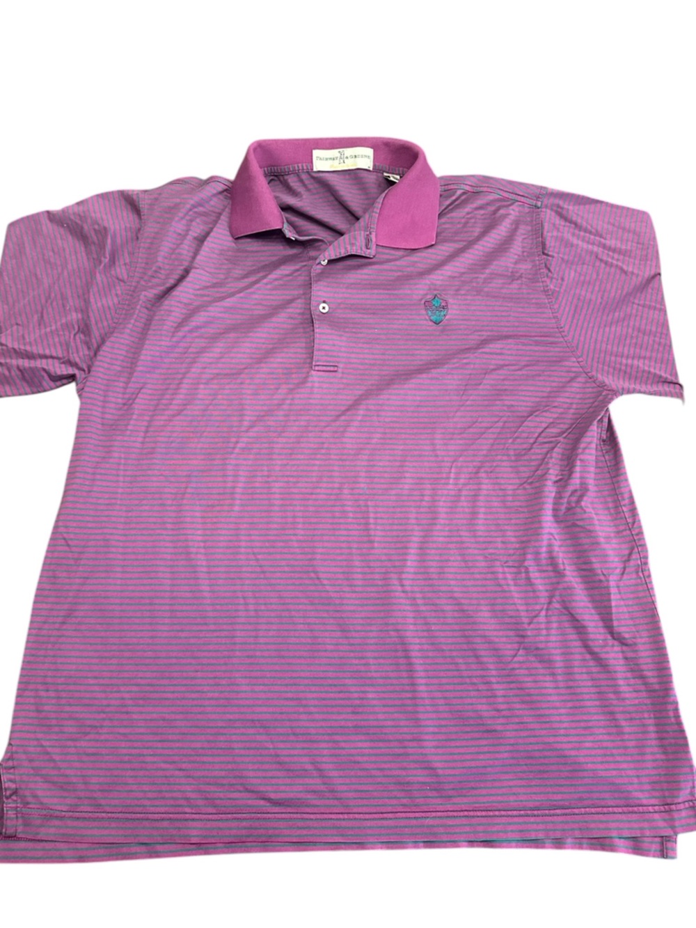 Fairway & Greene Purple Striped Polo with Contrast Collar Size Large